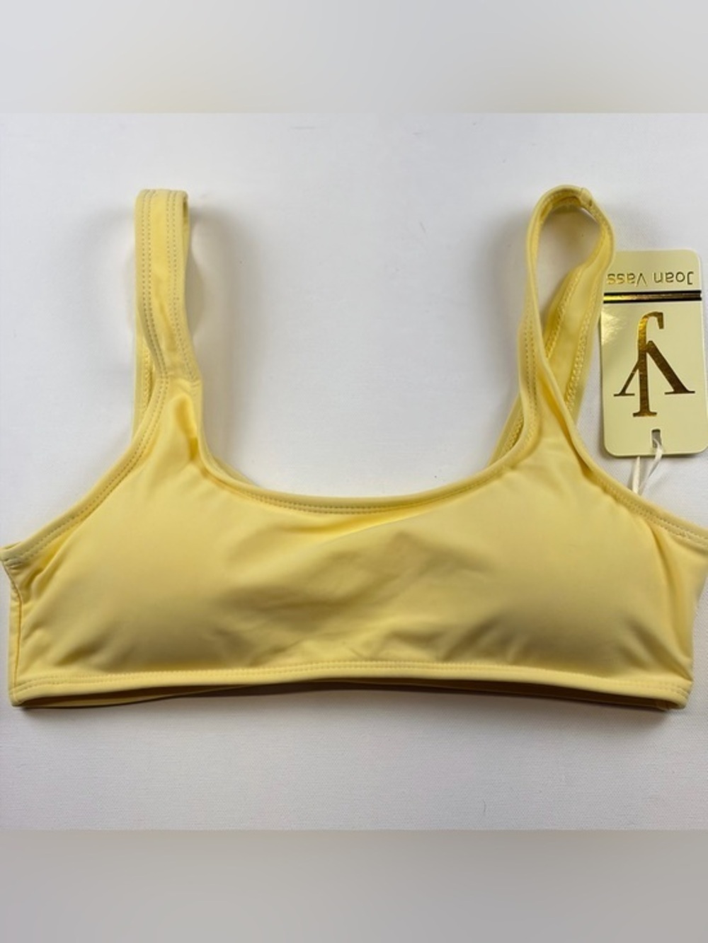 NWT JOAN VASS YELLOW BIKINI SWIM TOP SIZE SMALL